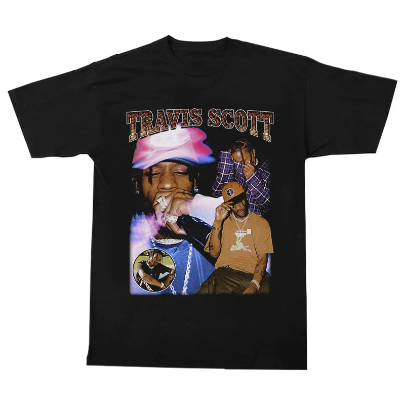 Unisex Travis Scott Hip Hop Vintage Cotton T-Shirt