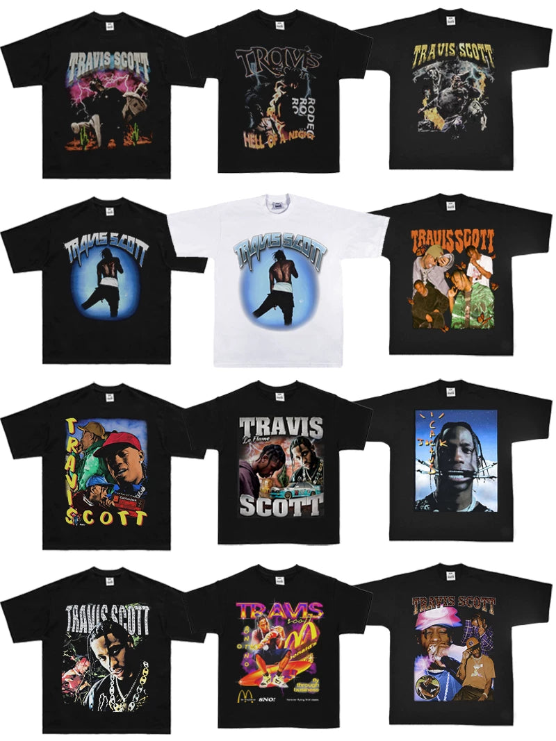 Unisex Travis Scott Hip Hop Vintage Cotton T-Shirt