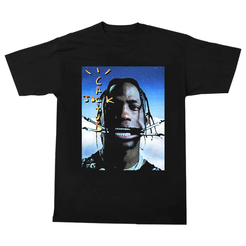 Unisex Travis Scott Hip Hop Vintage Cotton T-Shirt