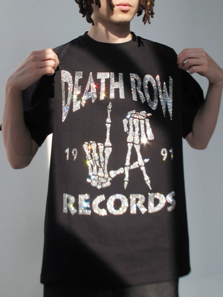 Unisex Skull Rhinestone Hip Hop Loose Cotton T-Shirt