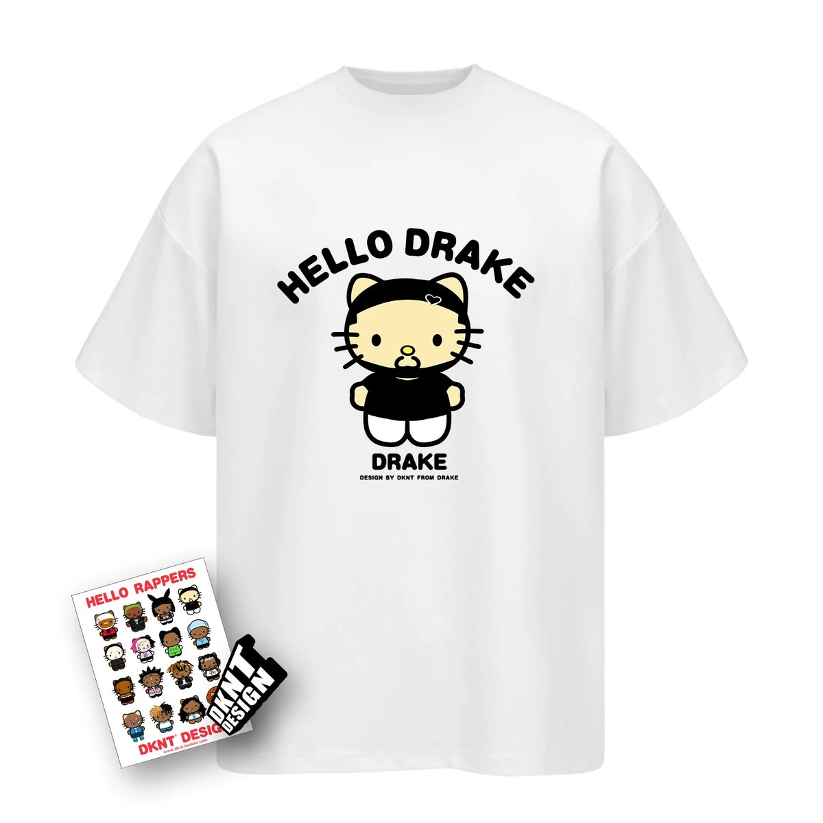 Unisex Kitty Rapper Cartoon American Streetwear Heavyweight T-Shirt