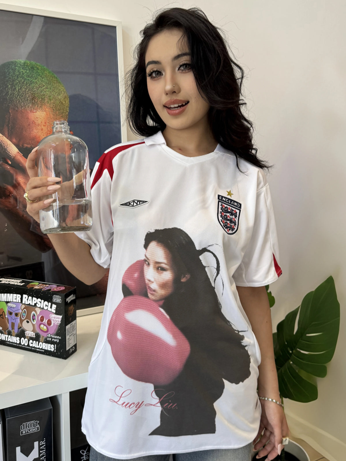Unisex Lucy Liu Portrait Retro Blokecore Jersey