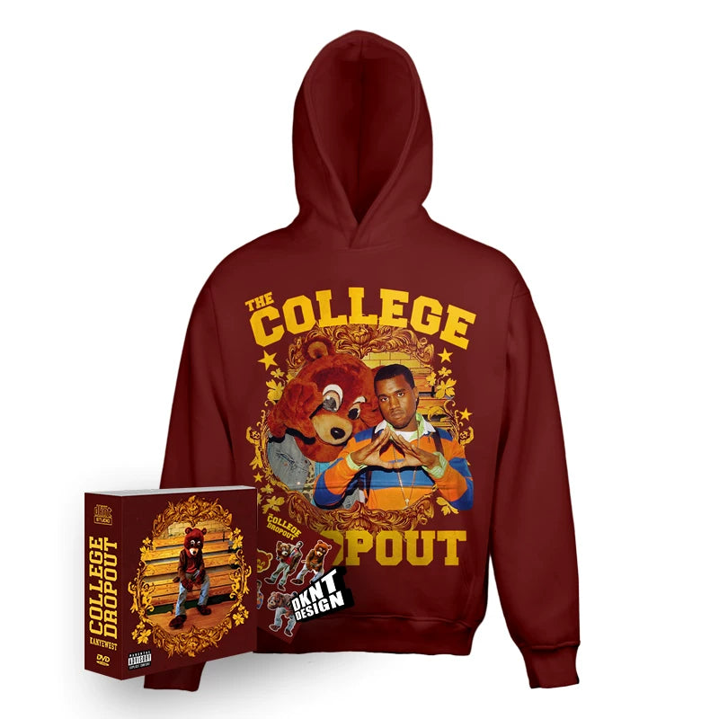 Unisex College Dropout Kanye Fleece Pullover Hoodie