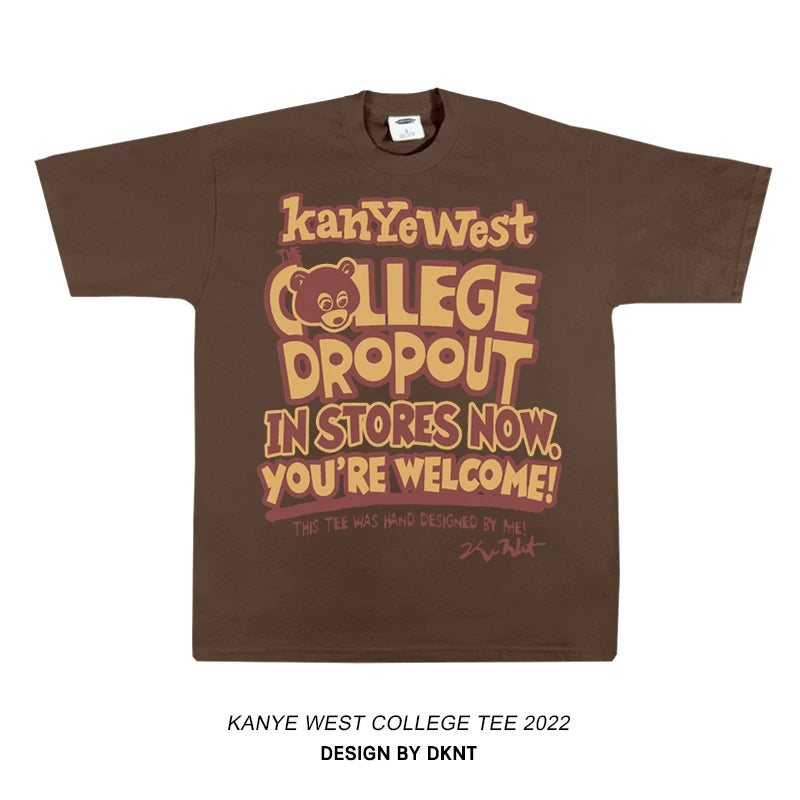Unisex Dropout Bear Hip Hop Loose Cotton Short Sleeve T-Shirt