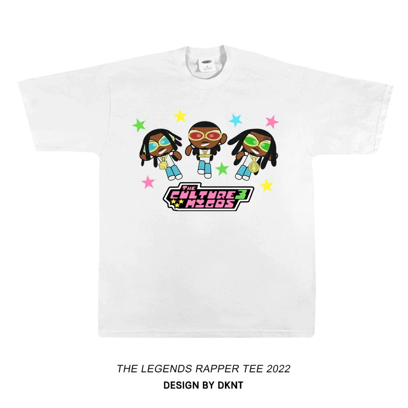 Unisex Migos Powerpuff Y2K Hip Hop Loose Short Sleeve T-Shirt