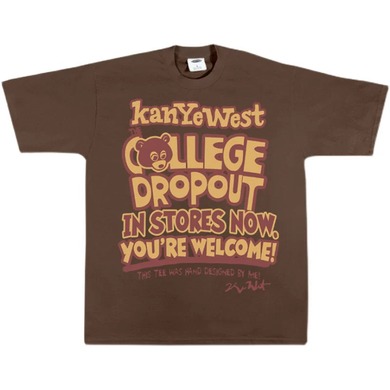 Unisex Dropout Bear Hip Hop Loose Cotton Short Sleeve T-Shirt