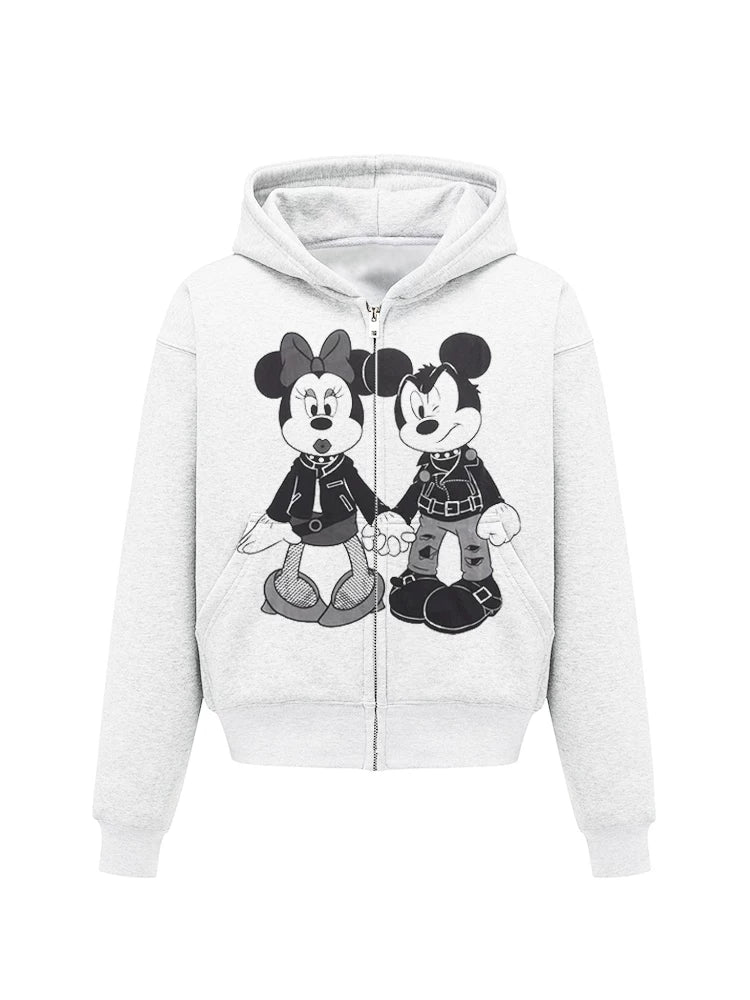 Unisex Mickey Punk Y2K Heavyweight Fleece Zip-Up Hoodie