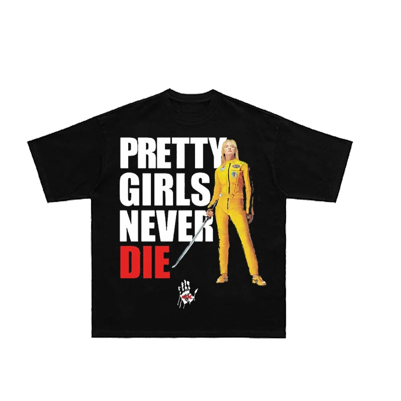 Unisex Kill Bill Heavyweight Cotton Vintage Graphic T-Shirt
