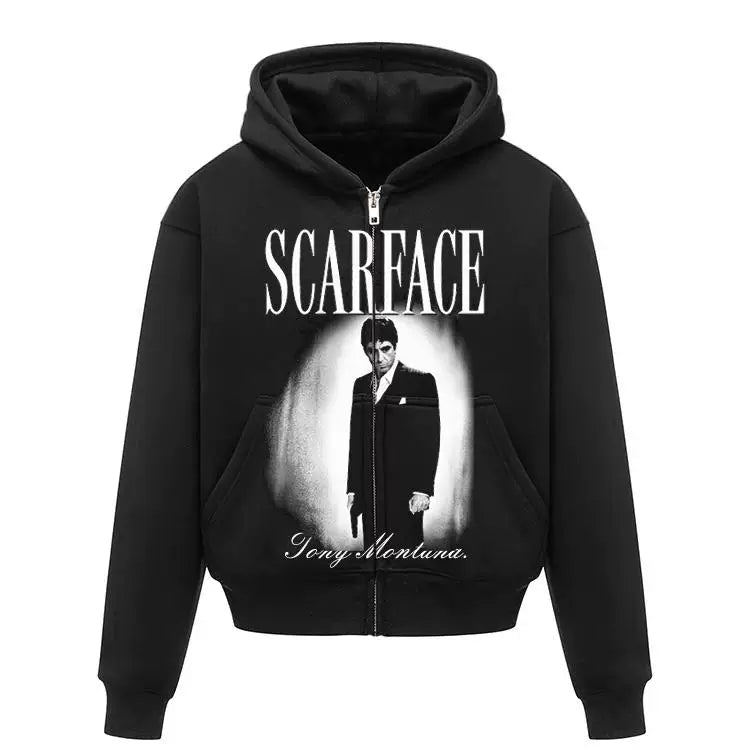 Unisex Scarface Al Pacino Heavyweight Fleece Zip-Up Hoodie