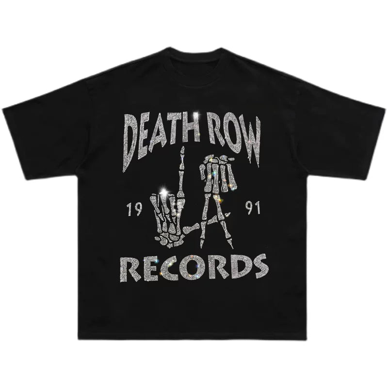 Unisex Skull Rhinestone Hip Hop Loose Cotton T-Shirt
