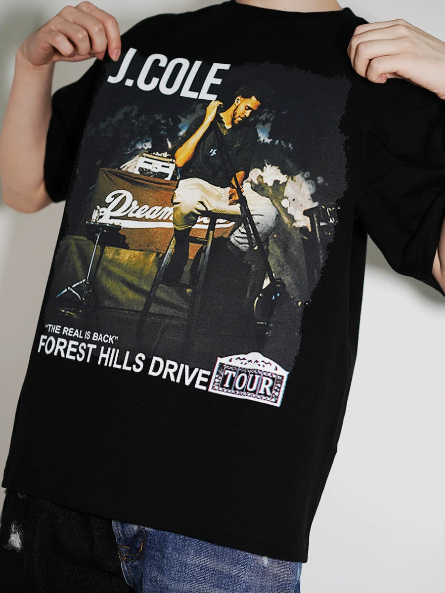Unisex J. Cole Album Cover Hip Hop Vintage Cotton T-Shirt
