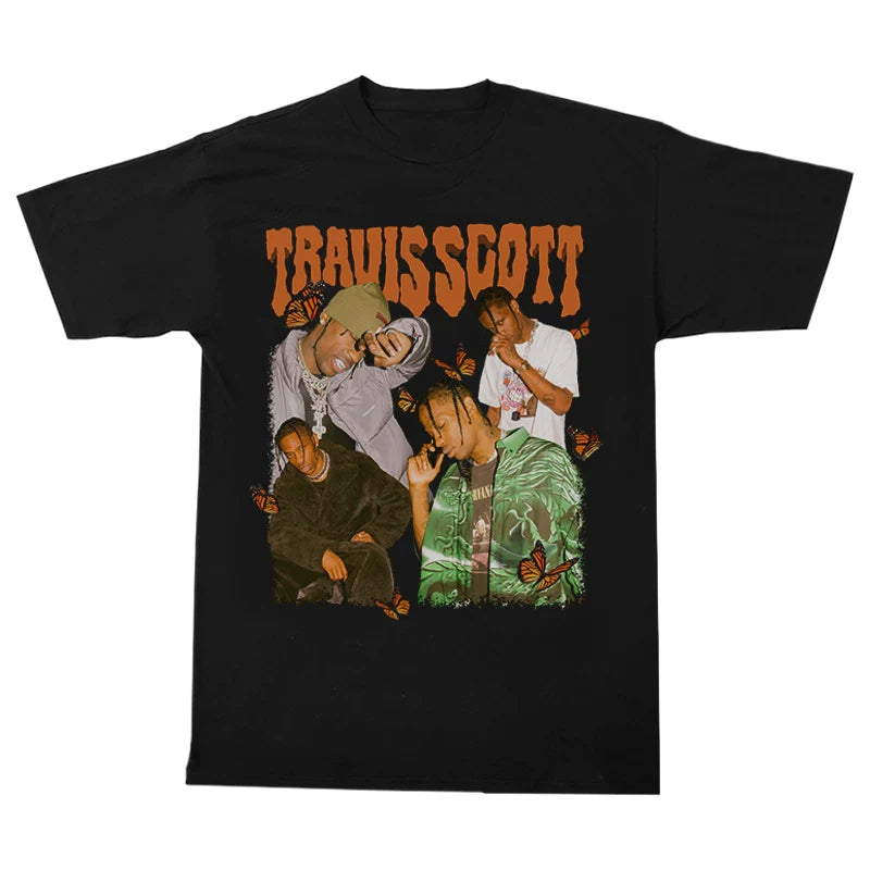 Unisex Travis Scott Hip Hop Vintage Cotton T-Shirt