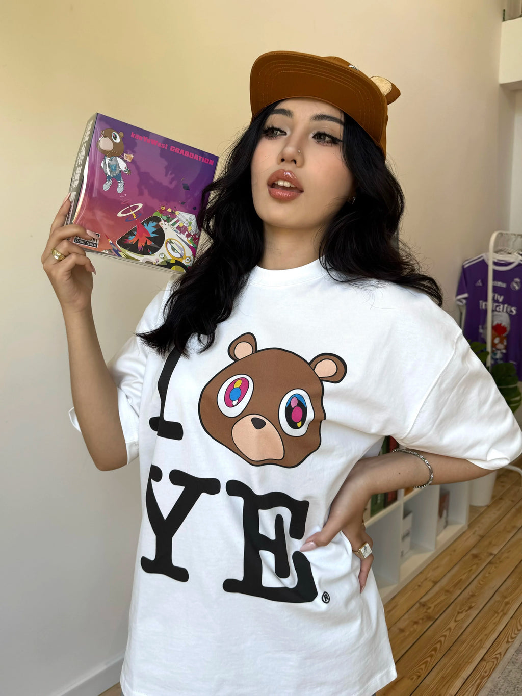 Unisex Ye Dropout Bear Graduation Cotton T-Shirt