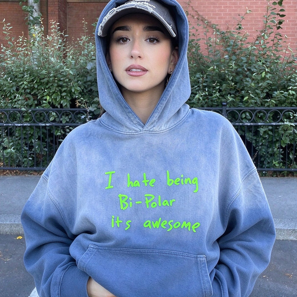 Unisex Kanye Ye Washed Distressed Fleece Pullover Hoodie