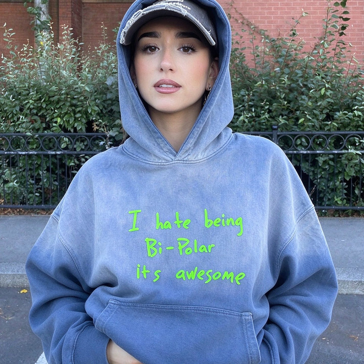 Unisex Kanye Ye Washed Distressed Fleece Pullover Hoodie