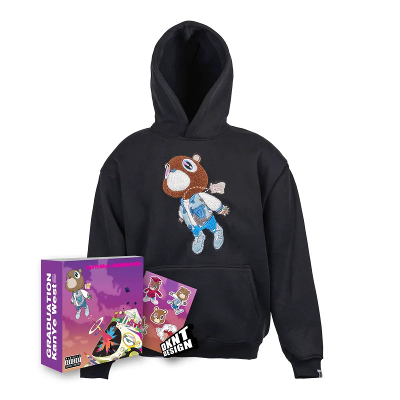 Dropout Bear Graduation Towel Embroidered Fleece Hoodie