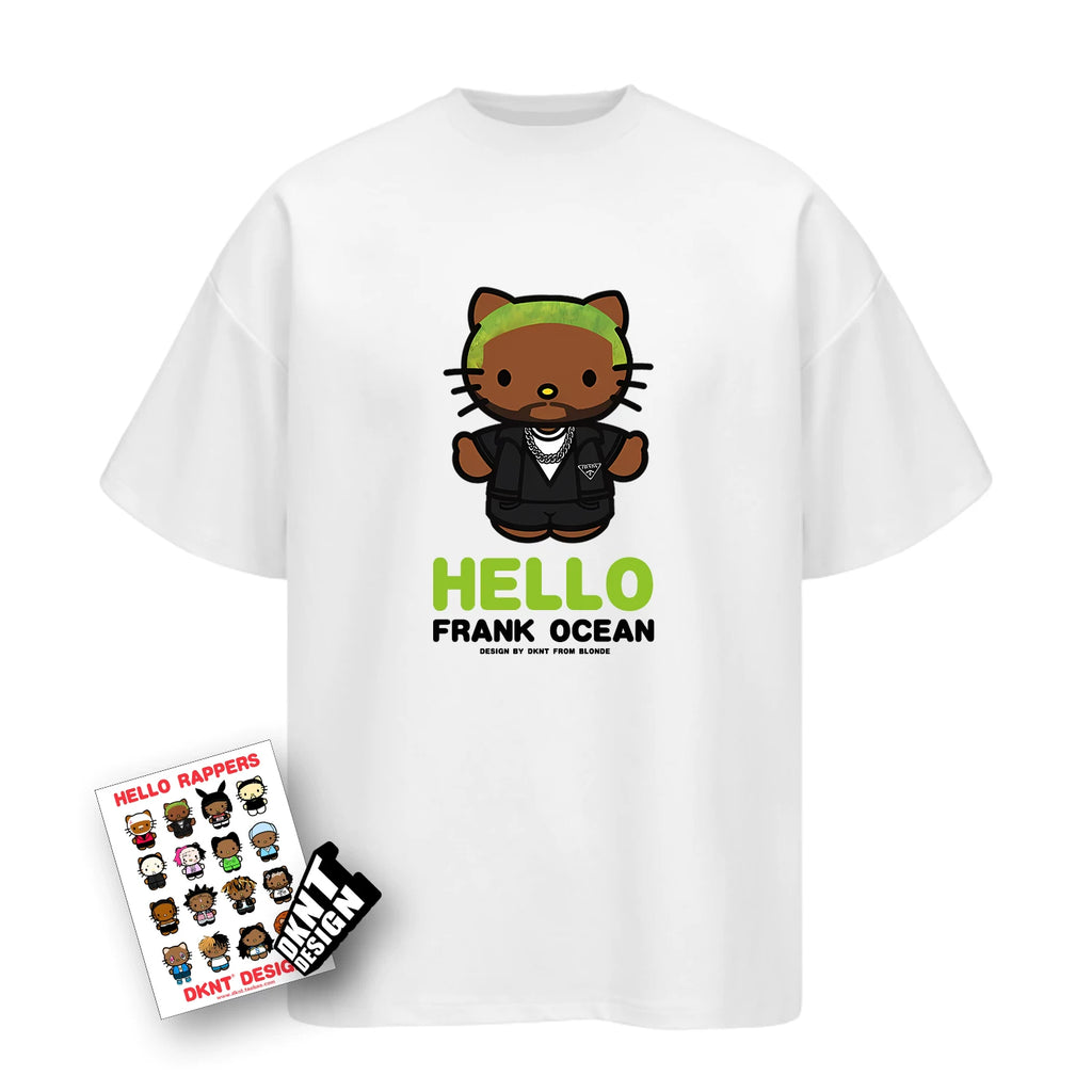 Unisex Kitty Rapper Cartoon American Streetwear Heavyweight T-Shirt
