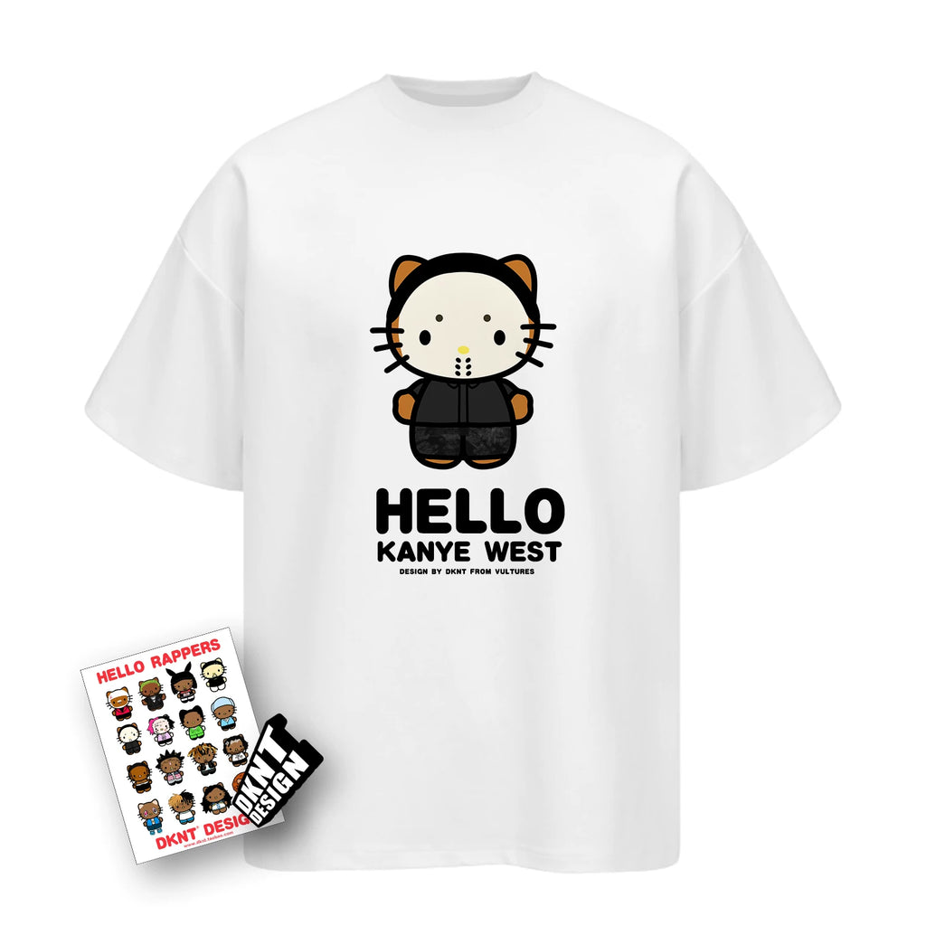 Unisex Kitty Rapper Cartoon American Streetwear Heavyweight T-Shirt