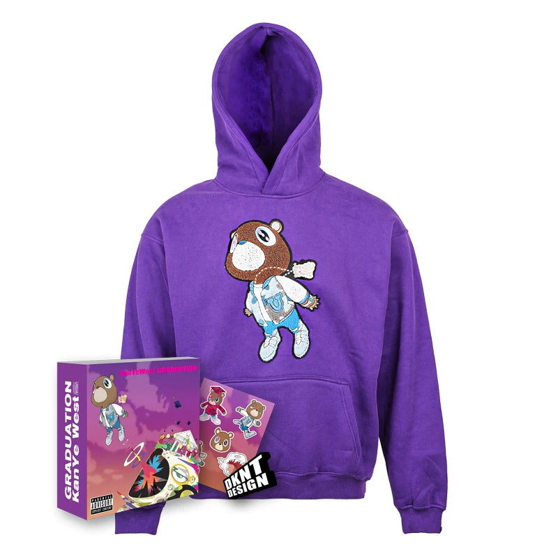Dropout Bear Graduation Towel Embroidered Fleece Hoodie