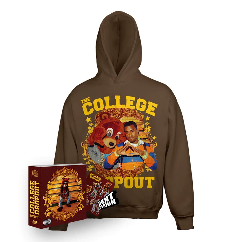 Unisex College Dropout Kanye Fleece Pullover Hoodie