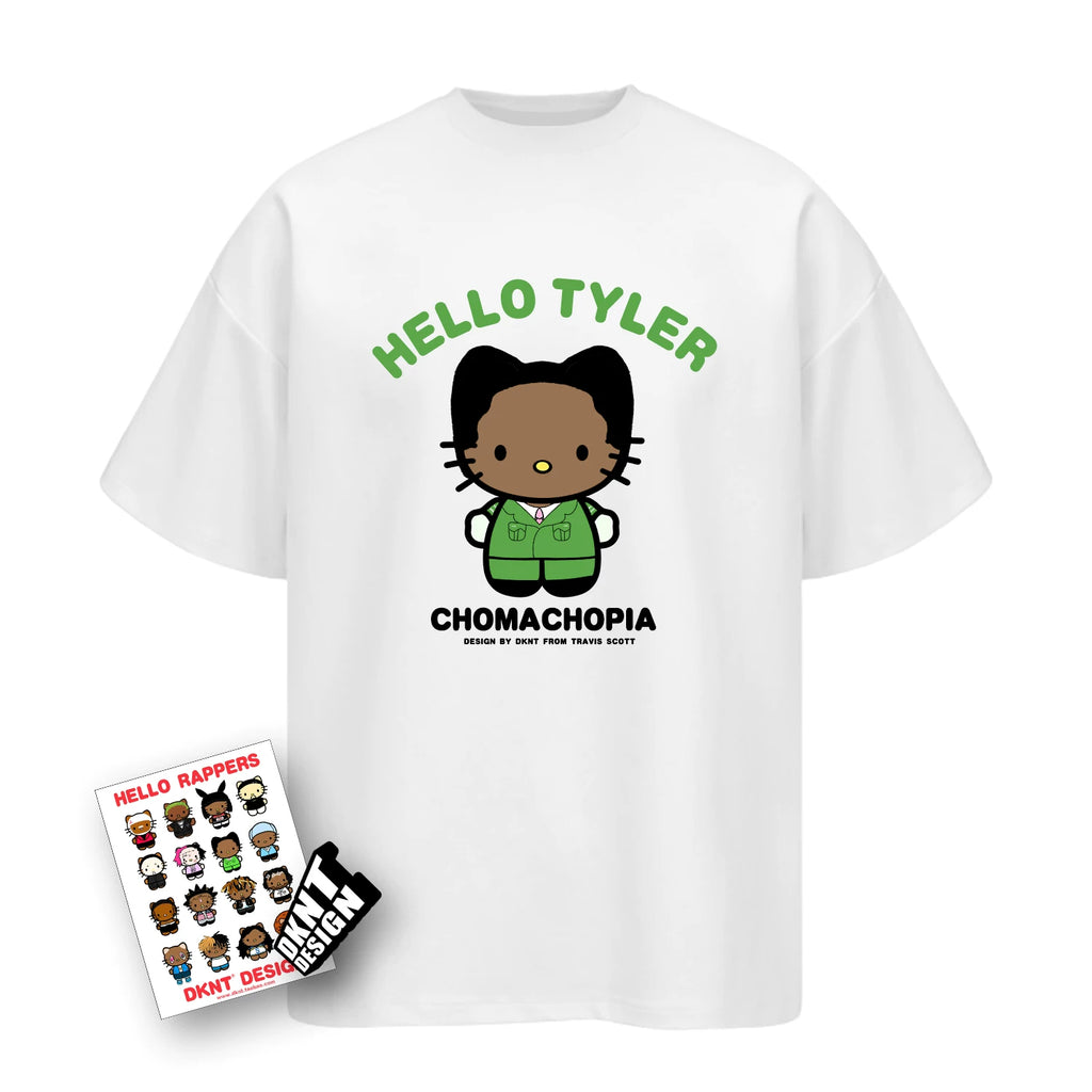 Unisex Kitty Rapper Cartoon American Streetwear Heavyweight T-Shirt