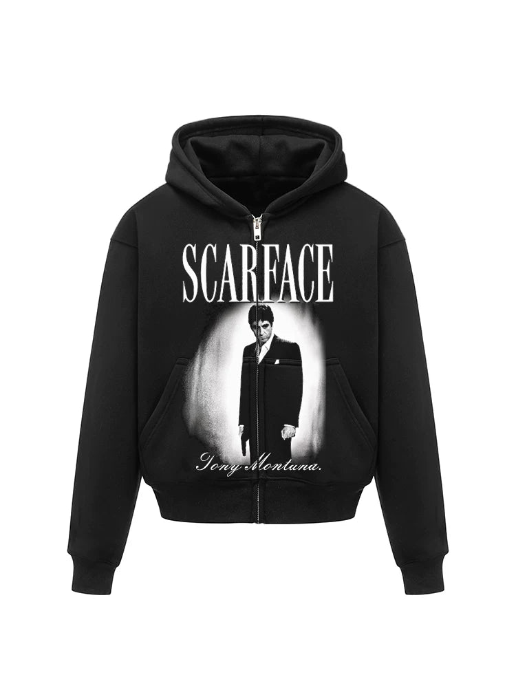 Unisex Scarface Al Pacino Heavyweight Fleece Zip-Up Hoodie
