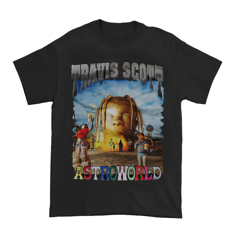 Unisex Travis Scott Hip Hop Vintage Cotton T-Shirt