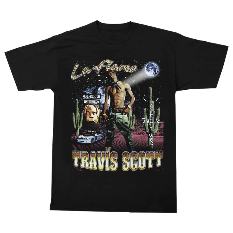 Unisex Travis Scott Hip Hop Vintage Cotton T-Shirt