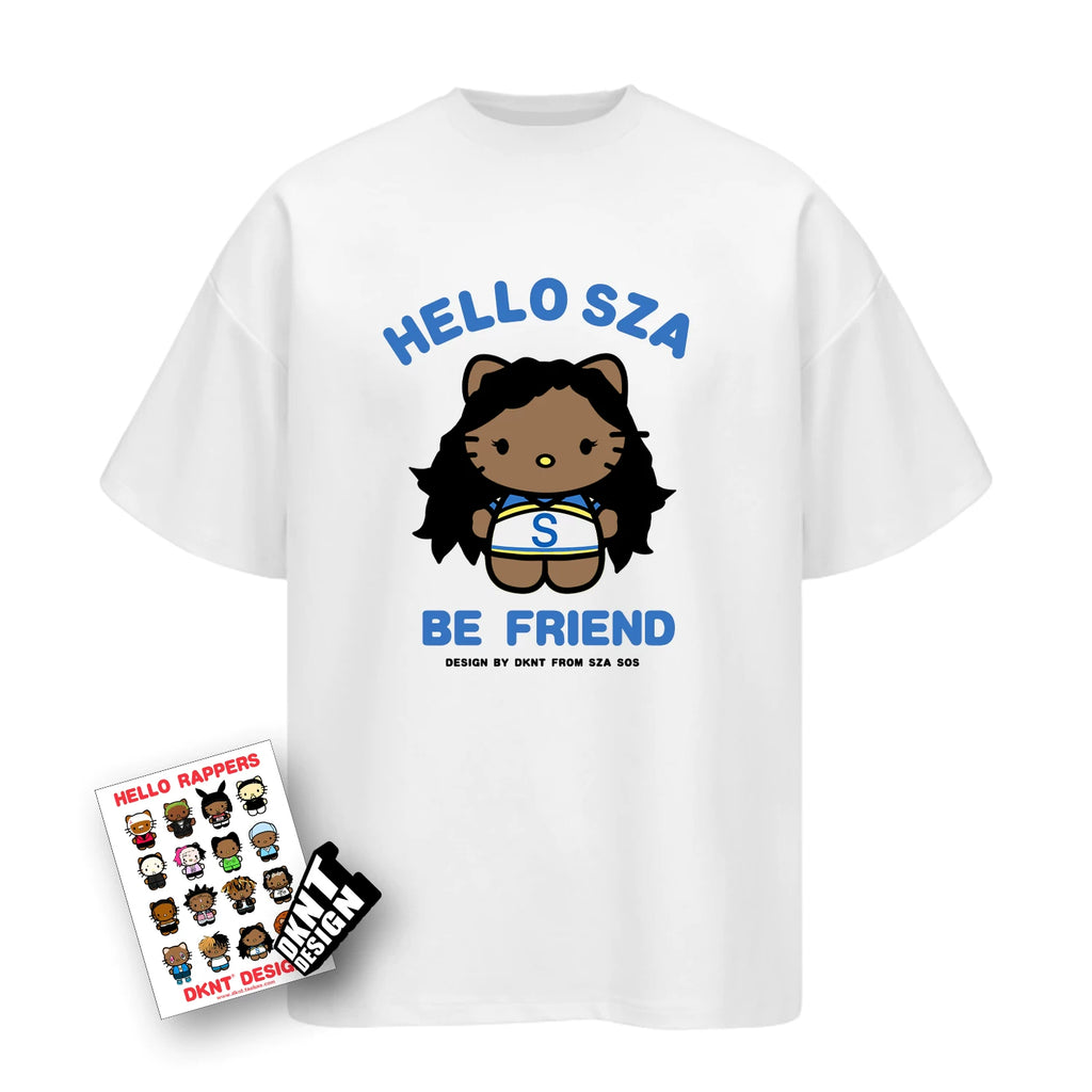 Unisex Kitty Rapper Cartoon American Streetwear Heavyweight T-Shirt