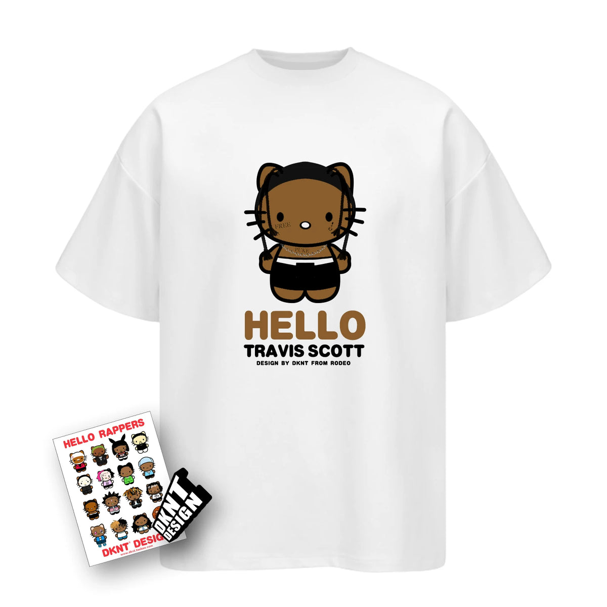 Unisex Kitty Rapper Cartoon American Streetwear Heavyweight T-Shirt