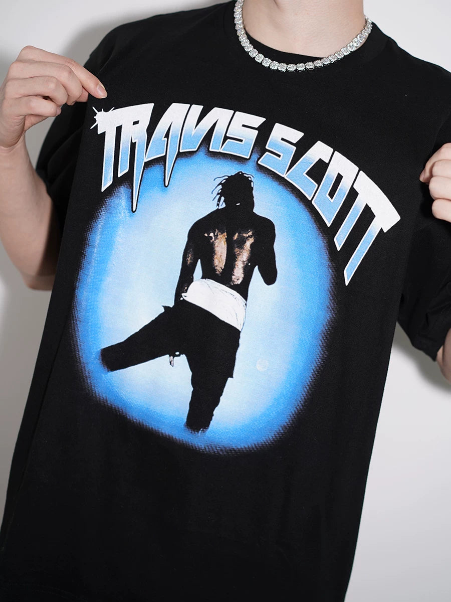 Unisex Travis Scott Hip Hop Vintage Cotton T-Shirt
