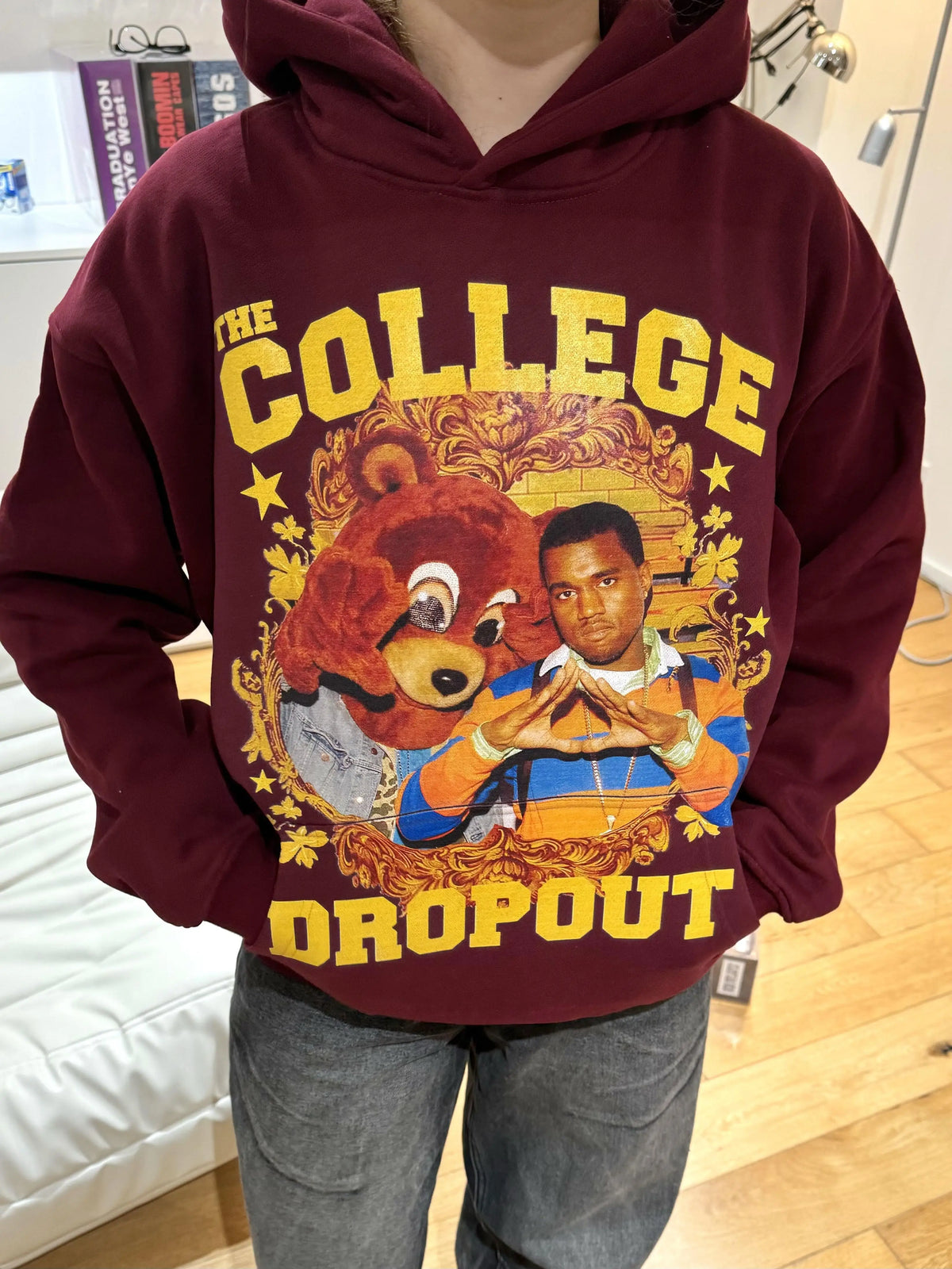 Unisex College Dropout Kanye Fleece Pullover Hoodie