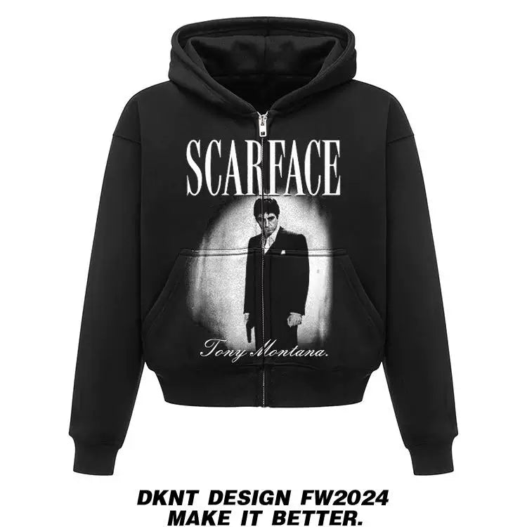Unisex Scarface Al Pacino Heavyweight Fleece Zip-Up Hoodie
