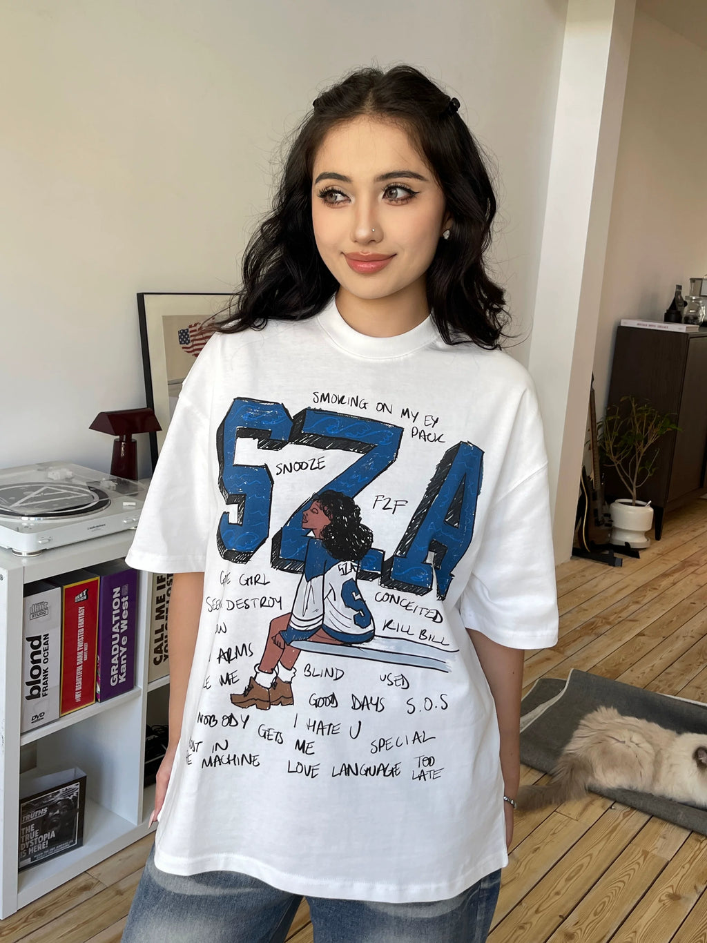 Unisex SZA Cartoon Graphic Pure Cotton Retro T-Shirt