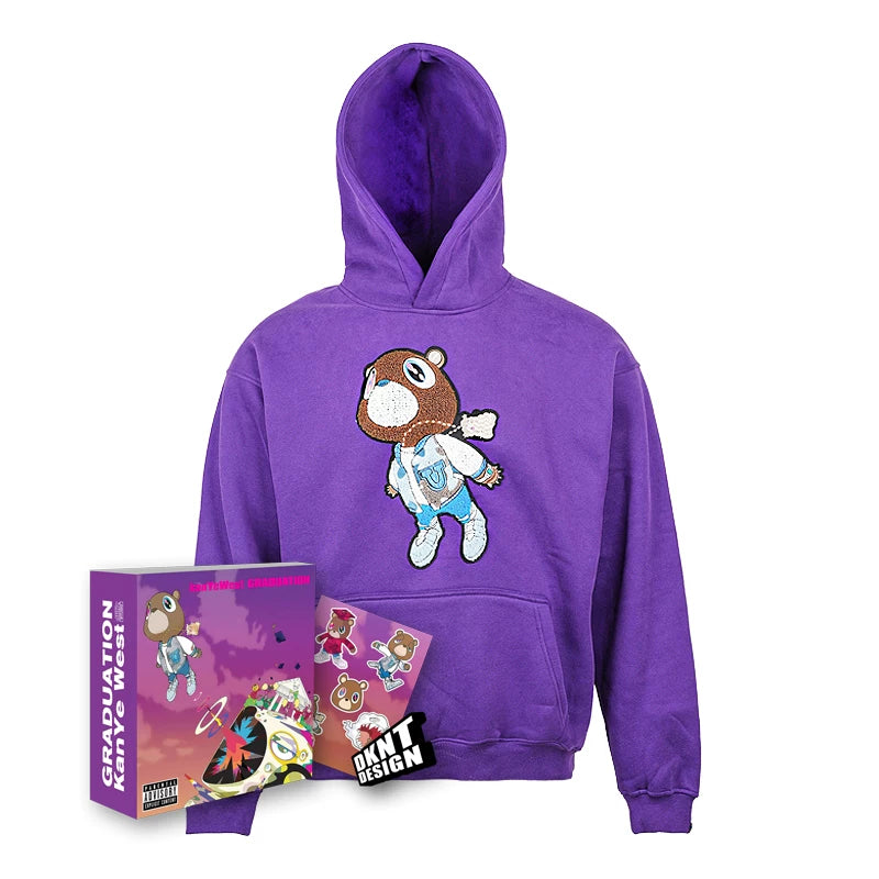 Dropout Bear Graduation Towel Embroidered Fleece Hoodie