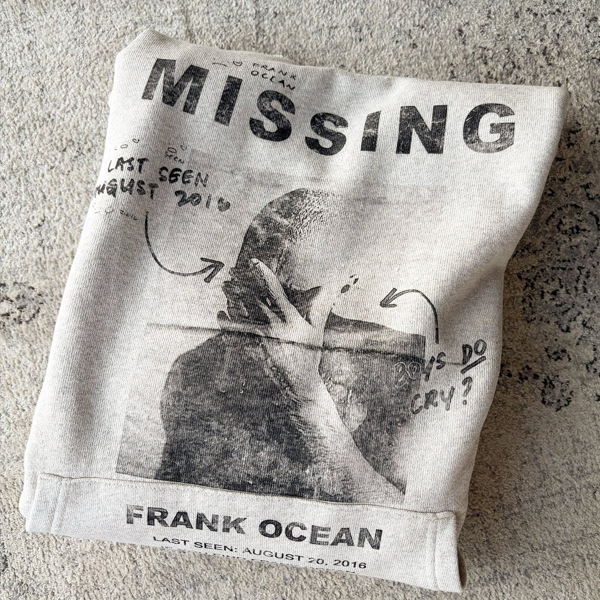 Unisex Frank Ocean Washed Distressed Fleece Pullover Hoodie
