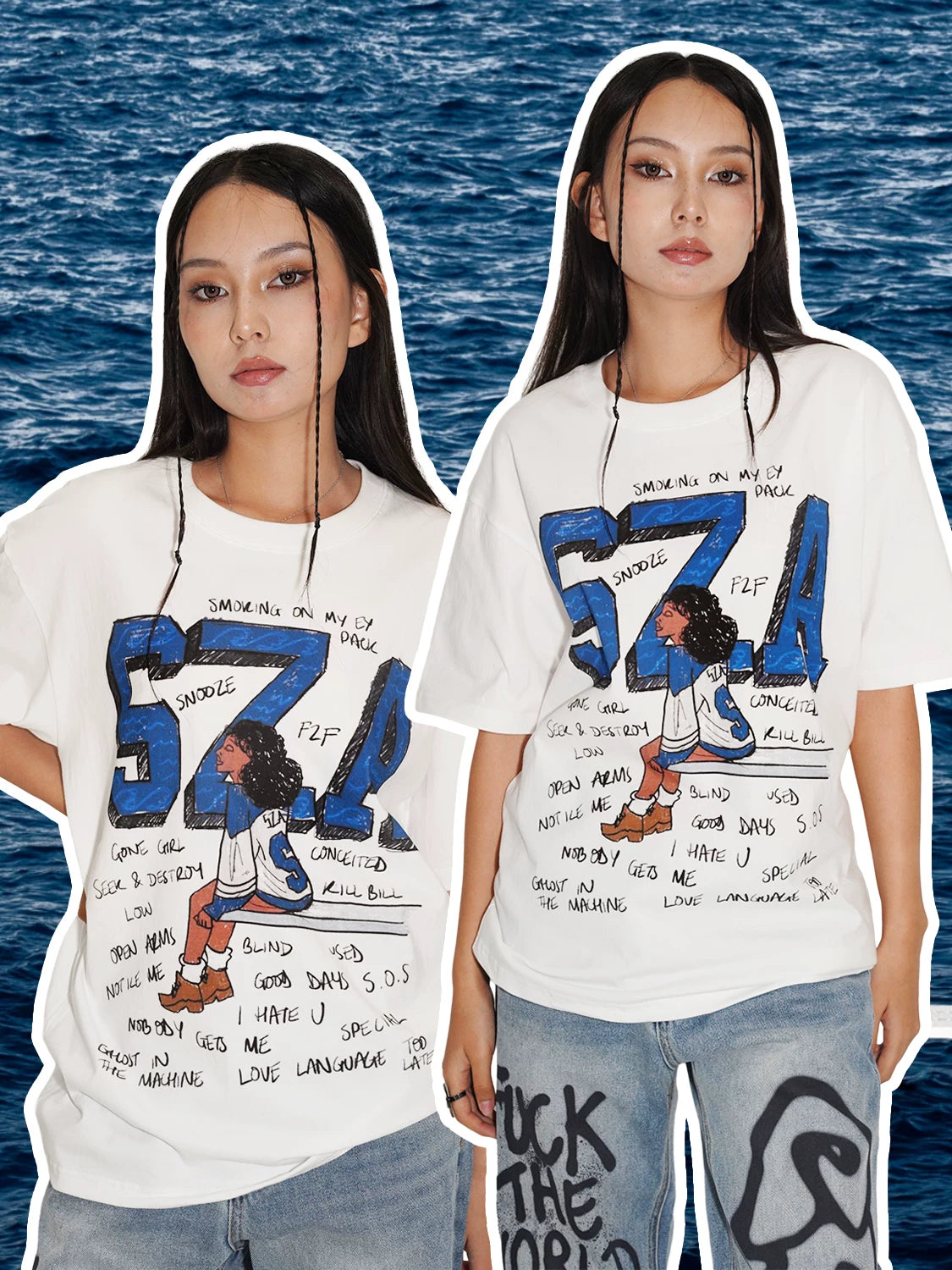 Unisex SZA Cartoon Graphic Pure Cotton Retro T-Shirt