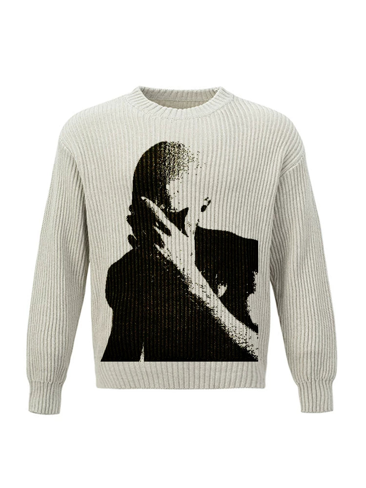 Unisex Frank Ocean Portrait Heavyweight Knitted Retro Sweater