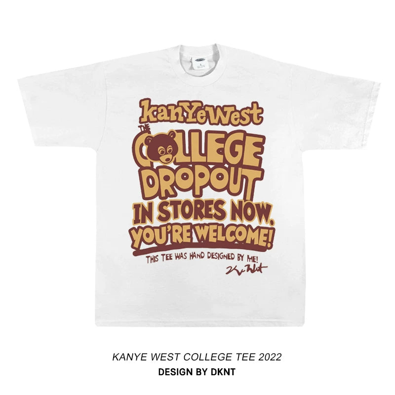 Unisex Dropout Bear Hip Hop Loose Cotton Short Sleeve T-Shirt