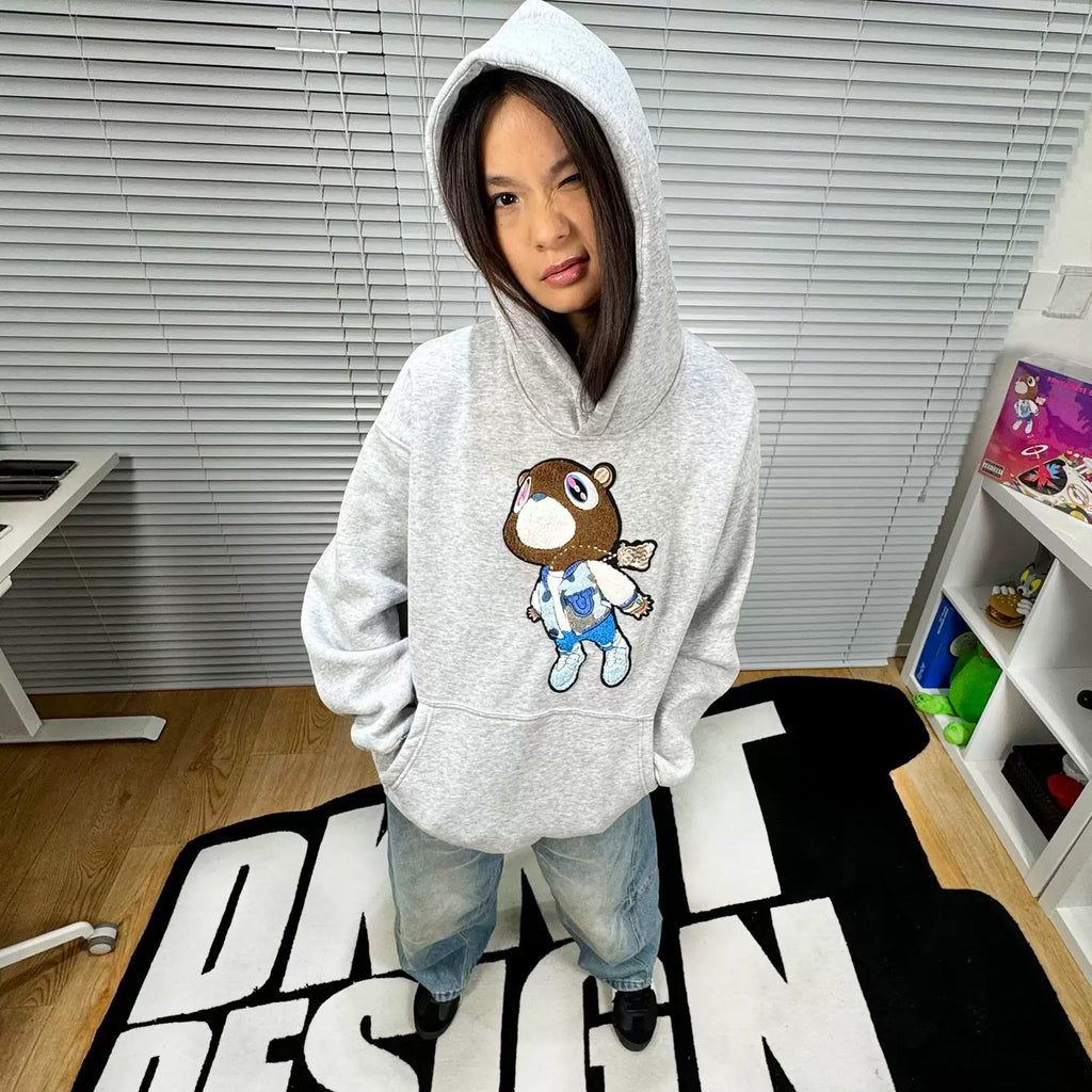 Dropout Bear Graduation Towel Embroidered Fleece Hoodie