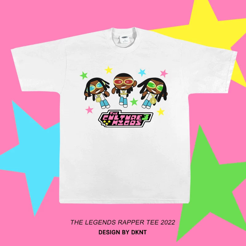 Unisex Migos Powerpuff Y2K Hip Hop Loose Short Sleeve T-Shirt