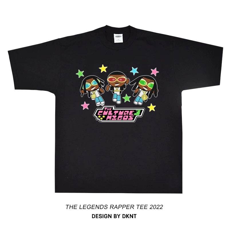 Unisex Migos Powerpuff Y2K Hip Hop Loose Short Sleeve T-Shirt