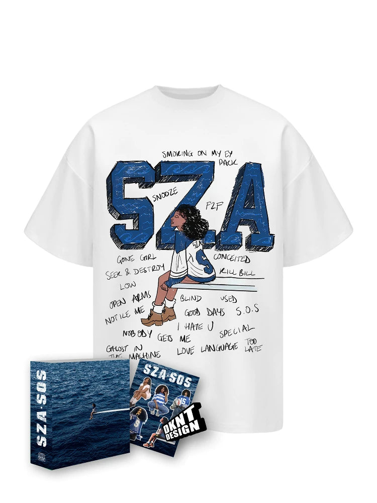 Unisex SZA Cartoon Graphic Pure Cotton Retro T-Shirt