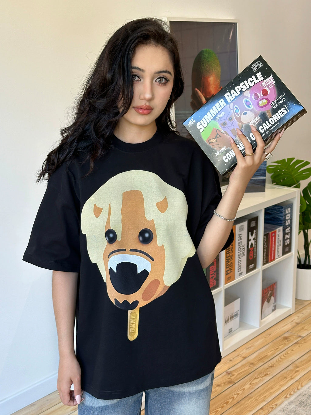 Model wearing the black Carti Summer Rapsicle T-Shirt