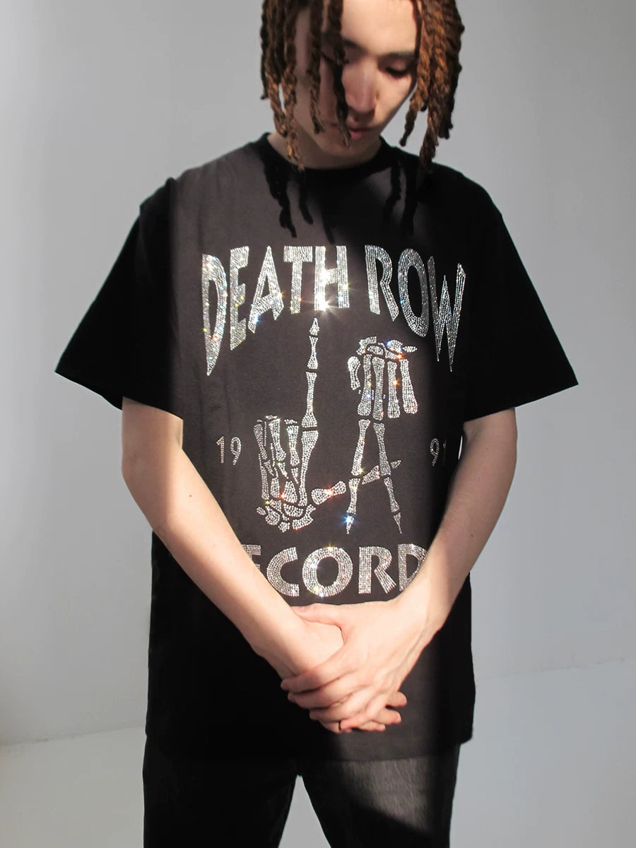 Unisex Skull Rhinestone Hip Hop Loose Cotton T-Shirt