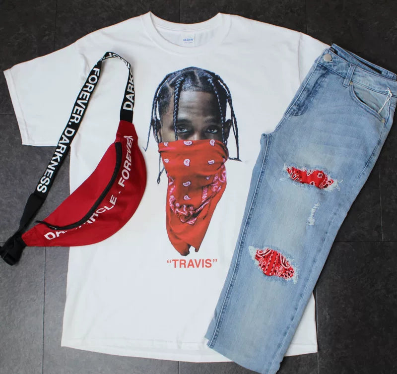 Unisex Travis Scott Hip Hop Vintage Cotton T-Shirt