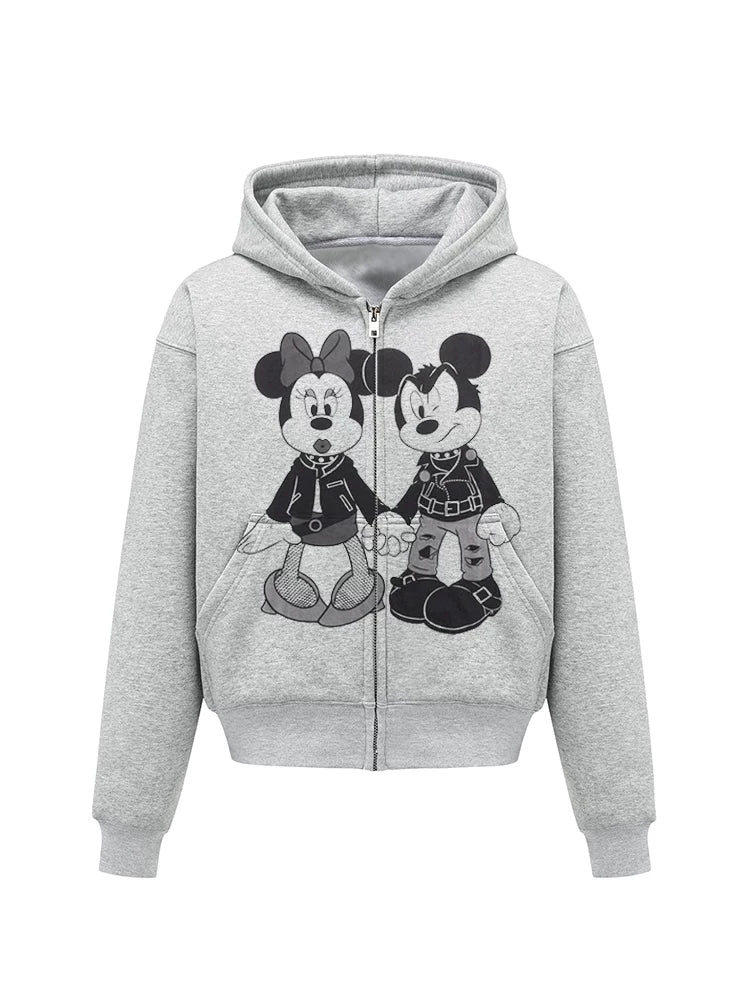 Unisex Mickey Punk Y2K Heavyweight Fleece Zip-Up Hoodie