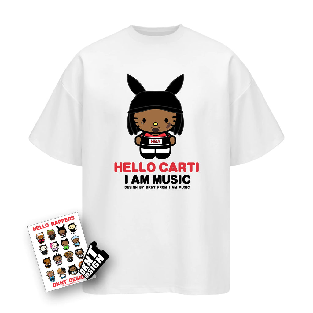 Unisex Kitty Rapper Cartoon American Streetwear Heavyweight T-Shirt