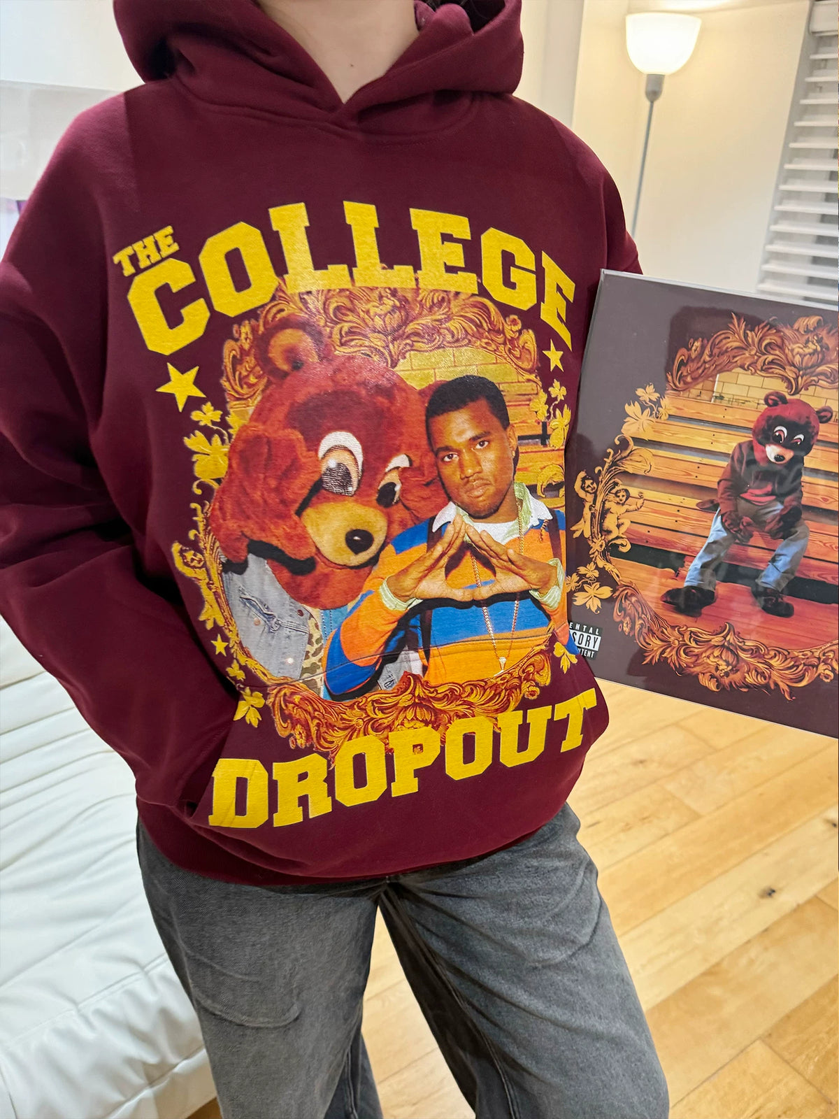 Unisex College Dropout Kanye Fleece Pullover Hoodie