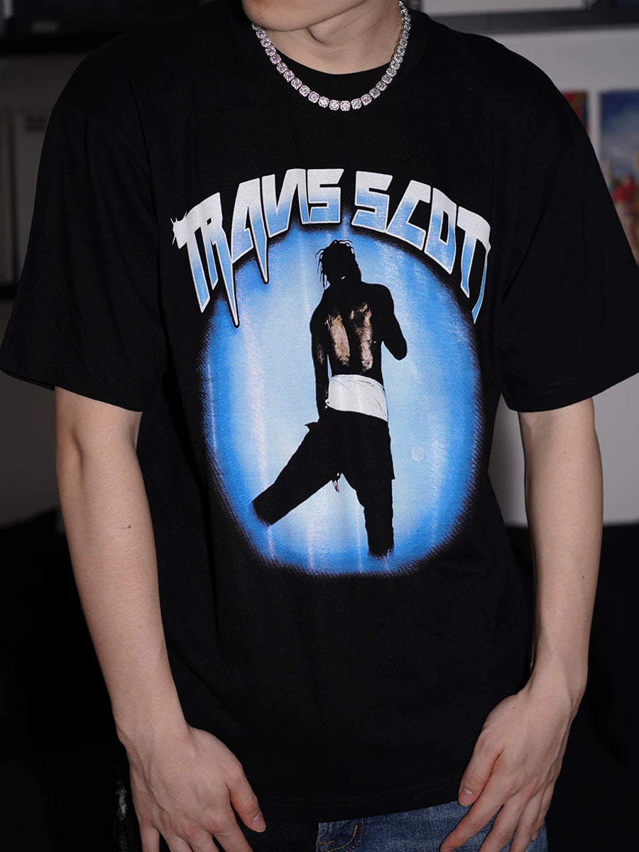 Unisex Travis Scott Hip Hop Vintage Cotton T-Shirt